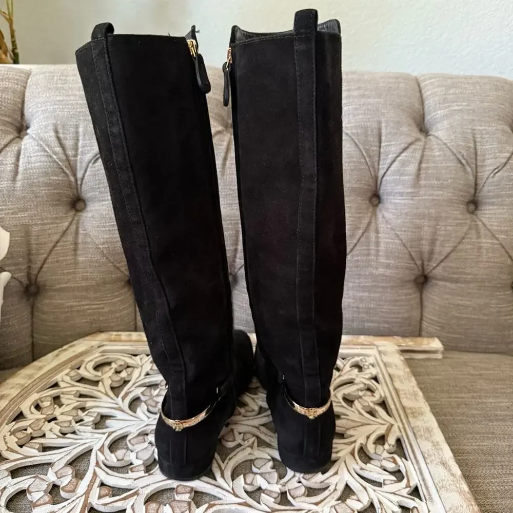 Tory Burch Black Tall Suede Leather Boots Women’s 9